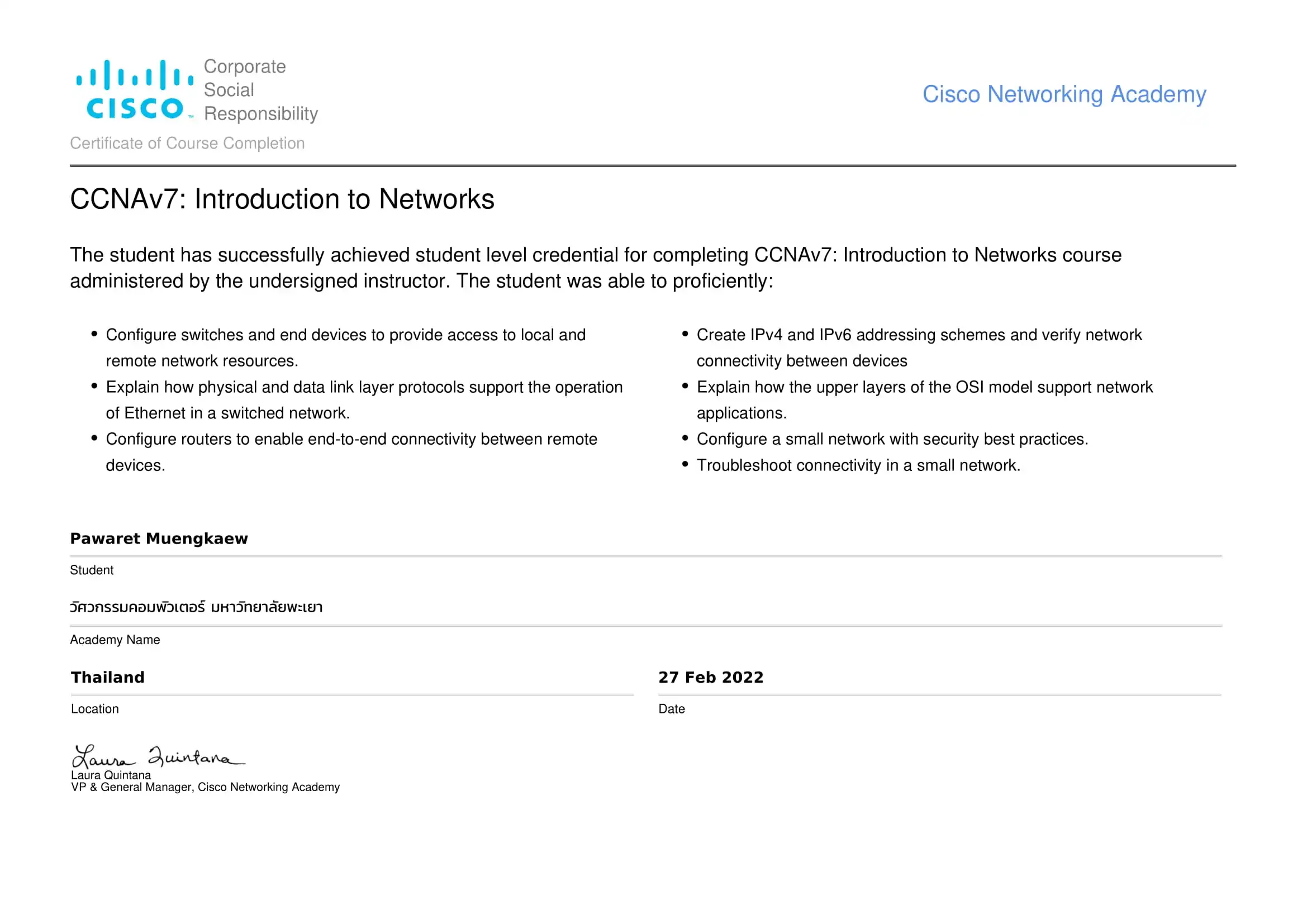 CCNAv7: Introduction to Networks